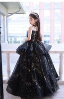 Sleeveless black ball gown for little girl