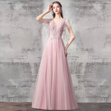 Pink embroidered tulle event dress