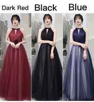 Halter prom dresses black dark red blue