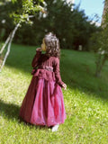 Little girl's long sleeve lace and tulle purple prom dress
