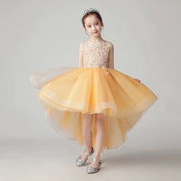 Sleeveless girl's short yellow dress