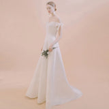 Satin wedding dress off the shoulder 웨딩드레스 свадебная пряжа Vestido de noiva