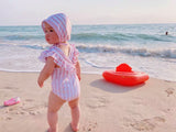 Little girl’s stripe checked swimwear