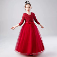 Nine point sleeve little girl's lace and tulle dress
