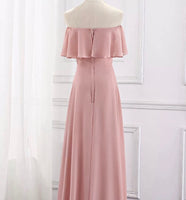 Floor length long pink chiffon bridesmaid dresses