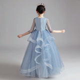 Stunning ball gown for little girl blue white champagne