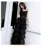 Spaghetti straps tiered dress red and black