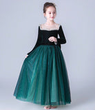 Little girl's long sleeve Green Party Dress