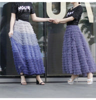 Big hemlines 88cm blue purple tulle tutu skirt