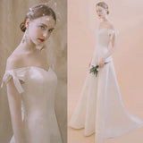 Satin wedding dress off the shoulder 웨딩드레스 свадебная пряжа Vestido de noiva