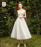 Calf Length gray embroidered tulle bridesmaid dress boat neck grey prom dress