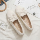 Winter fleece white flat shoes