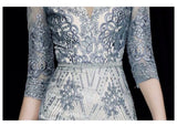Half sleeve embroidered wedding guest dress
