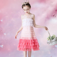 Little girl's sleeveless gradient tulle dress