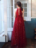 dark red halter prom dress sparkly burgundy evening dress