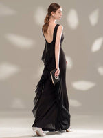 Special back prom dress white black