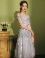Short grey bridesmaid dresses
