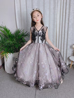 Sleeveless embroidered prom dress for little girl