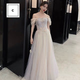 Light grey embroidered tulle bridesmaid dresses koszorúslány ruha Esmoquin de dama
