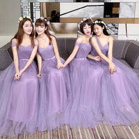 Lavender floor length long bridesmaid dresses tulle