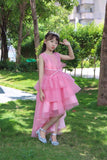 High low prom dress for little girl sleeveless pink