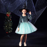 Long sleeve sparkly little girl's party dress