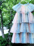 sparkly rainbow dress for little girl