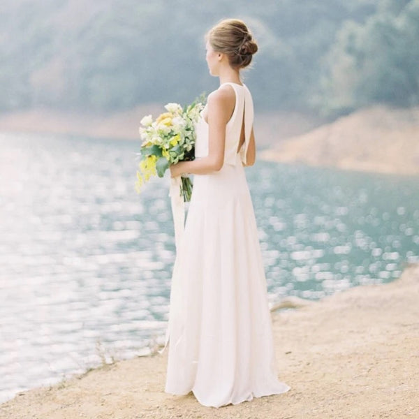 Simple wedding dress white evening dress