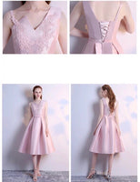 Pink satin bridesmaid dress student prom dress