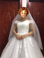 Off the shoulder embroidered wedding dress