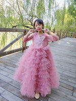 Little girl's pink tulle ball gown