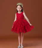 Burgundy dress for little girl red ball gown