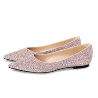 Flat heels prom shoes silver champagne pink color.