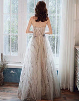 Off the shoulder silver white prom dress vestido de noiva