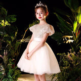 Short sequin ball gown for little girl champagne red