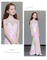 Sheath long prom dress for little girl