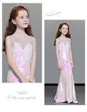 Sheath long prom dress for little girl
