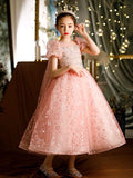 Pink sequin prom dress for little girl