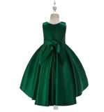 Little girl's high low satin prom dress