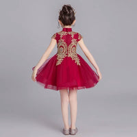Sleeveless high neckline dark red little girl’s prom dresses