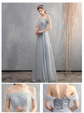 Grey / pink / champagne tulle bridesmaid dresses