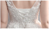 Sleeveless a-line wedding dress boat neckline
