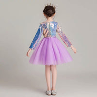 Long sleeve purple mauve sequin dress for little girl