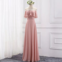 Floor length long pink chiffon bridesmaid dresses