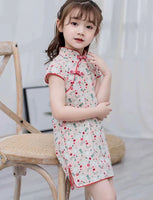 Little girl’s cheongsam short sleeve printing summer dress