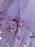 Light purple spaghetti straps dress mauve embroidered dress