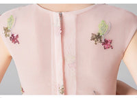 Calf Length Long pink sequin flower girl dress