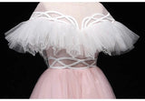 Pink kid's tulle dress boat neck floor length long tulle prom dress
