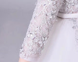 Long sleeve white embroidered short flower girl dress