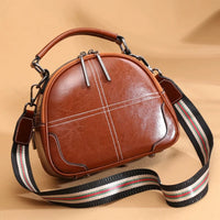 Small size brown black red women's cross body and top handle bag